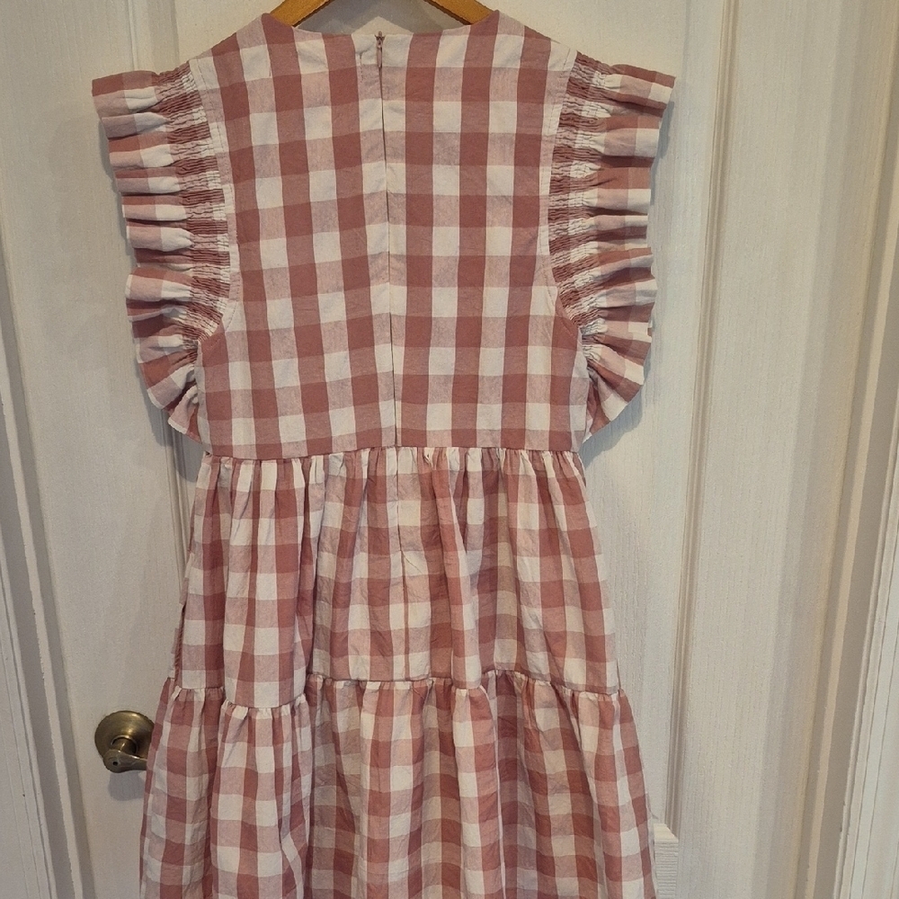 The Impeccable Pig Pink and White Checkered Gingham Dress - Picture 6 of 8